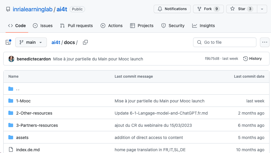 Visual - contents of folder 1-Mooc as layed out on GitHub - screen caption